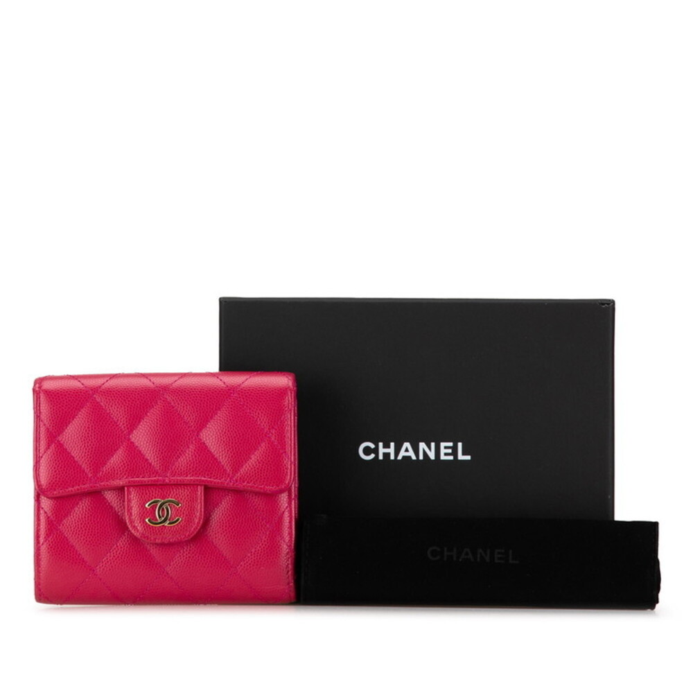 CHANEL Pink Caviar Leather Logo Wallet - Picture 12 of 13